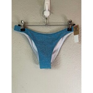 PINK Victoria's Secret Blue Sparkle Bikini Bottom XS Extra Small NWT